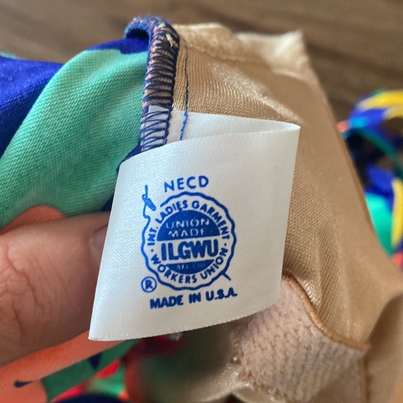 VTG 90’s bright floral swimsuit one piece NWT dead stock size 18 Beachy vaca - Picture 8 of 10